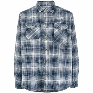 �E�[�� ���b�` �����Y �V���c �g�b�v�X Check-pattern button-up shirt Blue