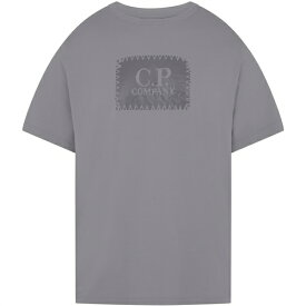 【送料無料】 シーピーカンパニー メンズ Tシャツ トップス Block Logo T-Shirt Grey Mel M93