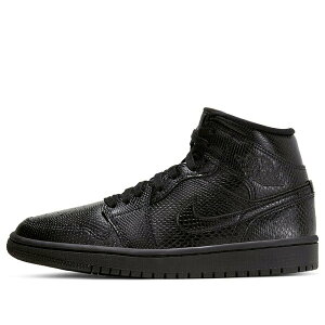Air Jordan �W���[�_�� ���f�B�[�X �X�j�[�J�[ Black �y(WMNS) Air Jordan 1 Mid 'Black Snakeskin' BQ6472-010�z �T�C�Y US_5(22.0cm)