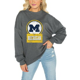 ゲームデイ レディース パーカー・スウェットシャツ アウター Michigan Wolverines Gameday Couture Women's Drop Shoulder Fleece Drop Pullover Sweatshirt Charcoal