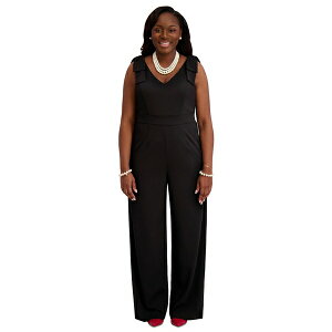 JXp[ fB[X s[X gbvX Women's Tie-Strap Jumpsuit, Regular & Plus Size Black/blac