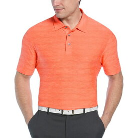 PGAツアー メンズ シャツ トップス Men's Jaspe Airflux Short Sleeve Striped Golf Polo Shirt Living Coral Heather