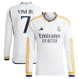 アディダス メンズ ユニフォーム トップス Vini Jr. Real Madrid adidas 2023/24 Home Long Sleeve Replica Player Jersey White