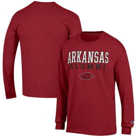チャンピオン メンズ Tシャツ トップス Arkansas Razorbacks Champion Alumni Logo Stack Long Sleeve TShirt Cardinal