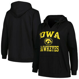 チャンピオン レディース パーカー・スウェットシャツ アウター Iowa Hawkeyes Champion Women's Plus Size Heart & Soul Notch Neck Pullover Black