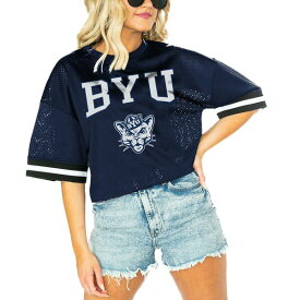 ゲームデイ レディース Tシャツ トップス BYU Cougars Gameday Couture Women's Game Face Fashion Jersey Navy