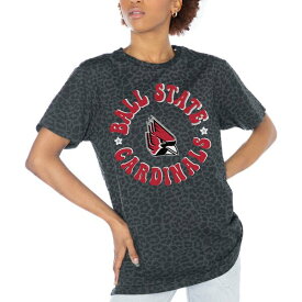 ゲームデイ レディース Tシャツ トップス Ball State Cardinals Gameday Couture Women's Victory Lap Leopard Standard Fit TShirt Charcoal