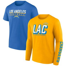 ファナティクス メンズ Tシャツ トップス Los Angeles Chargers Fanatics Branded TwoPack TShirt Combo Set Gold/Powder Blue