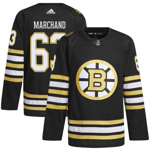 アディダス メンズ ユニフォーム トップス Brad Marchand Boston Bruins adidas Primegreen Authentic Pro Player Jersey Black