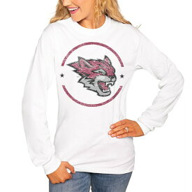 ゲームデイ レディース Tシャツ トップス Cal State Chico Wildcats Women's End Zone Long Sleeve TShirt White