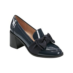 oh[m fB[X Xb|E[t@[ V[Y Women's Korrar Stacked High Heel Bow Loafers Navy Patent