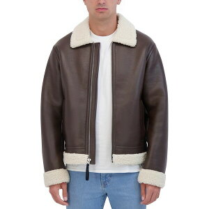 nh\ Y WPbgu] AE^[ Men's Shearling Bomber Jacket Brown
