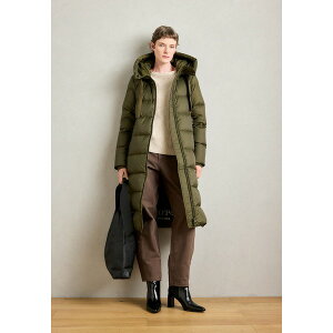 }R|[ fB[X R[g AE^[ LONG COAT WITH HOOD DRAWSTRING AT WAIST - Down coat - mossy olive