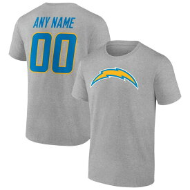 ファナティクス メンズ Tシャツ トップス Los Angeles Chargers Fanatics Branded Team Authentic Custom TShirt Heathered Gray