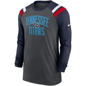 ナイキ メンズ Tシャツ トップス Tennessee Titans Nike TriBlend Raglan Athletic Long Sleeve Fashion TShirt Heathered Charcoal/Navy