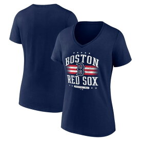 ファナティクス レディース Tシャツ トップス Boston Red Sox Fanatics Branded Women's Americana Team VNeck TShirt Navy