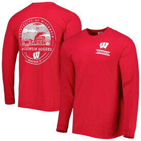 イメージワン メンズ Tシャツ トップス Wisconsin Badgers Circle Campus Scene Long Sleeve TShirt Red