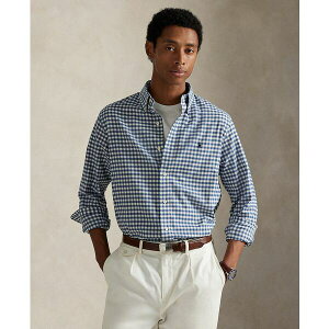 �����t���[���� �����Y �V���c �g�b�v�X Men's Classic-Fit Performance Twill Shirt Lattice Blue Heather