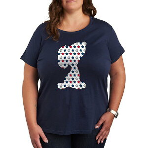 �n�C�u���b�h �A�p���� ���f�B�[�X �J�b�g�\�[ �g�b�v�X Plus Size Peanuts Americana Snoopy Graphic Crew Neck T-Shirt Blue