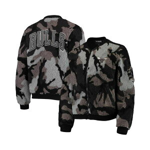 U Ch RNeBu fB[X WPbgu] AE^[ Women's Black Chicago Bulls Camo Sherpa Full-Zip Bomber Jacket Black