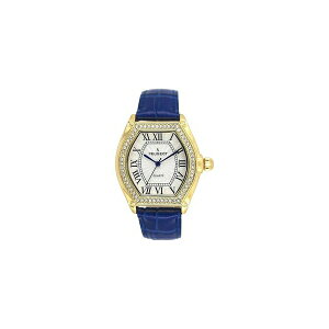vW[ fB[X rv ANZT[ Women's 36mm Blue Watch Barrel Shaped Tank Case Leather Strap Blue