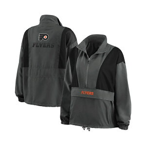 EFA oC GEAh[Y fB[X WPbgu] AE^[ Women's Charcoal Philadelphia Flyers Popover Packable Half-Zip Jacket Charcoal