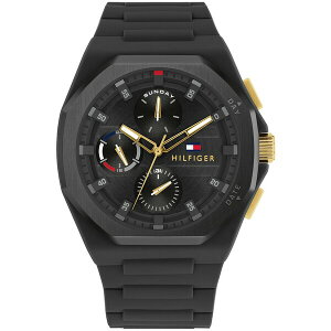 g~[ qtBK[ fB[X rv ANZT[ Men's Multifunction Black Silicone Watch 44mm Black
