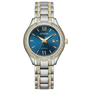 V`Y fB[X uXbgEoOEANbg ANZT[ Eco-Drive Women's Silhouette Crystal Two-Tone Stainless Steel Bracelet Watch 30mm Two-tone