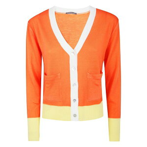 �C�� �x�b�h �E�B�Y ���[ ���f�B�[�X �J�[�f�B�K�� �A�E�^�[ Contrast-trim wool cardigan Orange