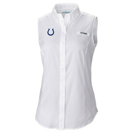 コロンビア レディース Tシャツ トップス Indianapolis Colts Columbia Women's PFG Tamiami OmniShade Sleeveless ButtonUp Shirt White