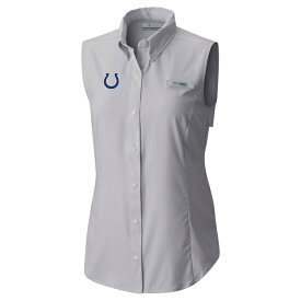 コロンビア レディース Tシャツ トップス Indianapolis Colts Columbia Women's PFG Tamiami OmniShade Sleeveless ButtonUp Shirt Gray