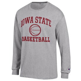 チャンピオン メンズ Tシャツ トップス Iowa State Cyclones Champion Basketball Icon Long Sleeve TShirt Heather Gray