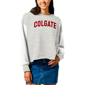 リーグカレッジエイトウェア レディース パーカー・スウェットシャツ アウター Colgate Raiders League Collegiate Wear Women's Reverse Fleece Cropped Pullover Sweatshirt Gray