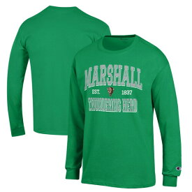 チャンピオン メンズ Tシャツ トップス Marshall Thundering Herd Champion Jersey Est. Date Long Sleeve TShirt Kelly Green