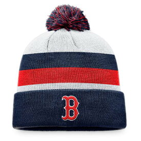 ファナティクス メンズ 帽子 アクセサリー Boston Red Sox Fanatics Stripe Cuffed Knit Hat with Pom Navy