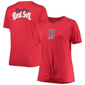 ニューエラ レディース Tシャツ トップス Boston Red Sox New Era Women's Plus Size 2Hit Front Knot TShirt Red