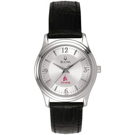 ジャーディン レディース 腕時計 アクセサリー Stevens Institute of Technology Ducks Women's Bulova Silver Tone Stainless Steel Watch with Leather Strap