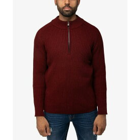 エックスレイ メンズ ニット&セーター アウター Men's Ribbed Mock Neck Quarter-Zip Sweater Burgundy