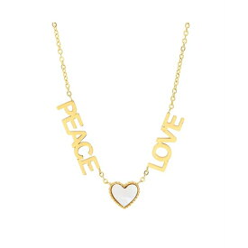 スティールタイム レディース ネックレス・チョーカー・ペンダントトップ アクセサリー 18K Gold Plated Stainless Steel Peace Love Drop Necklace with Heart Charm Gold-Plated
