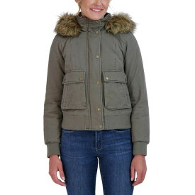 セビー レディース ジャケット＆ブルゾン アウター Juniors' Women ' Cotton Faux Fur Trimmed Bomber Jacket Olive