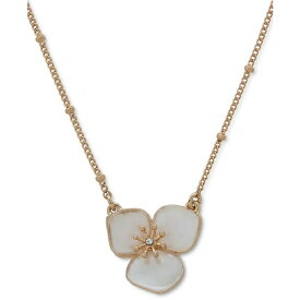 ロンナアンドリリー レディース ネックレス・チョーカー・ペンダントトップ アクセサリー Gold-Tone White Flower Pendant Necklace, 16" + 3" extender White