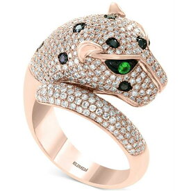 エフィー コレクション レディース リング アクセサリー EFFY&reg; Black & White Diamond (1-1/2 ct. t.w.) & Tsavorite (1/20 ct. t.w.) Signature Panther Ring in 14k Rose Gold Rose Gold
