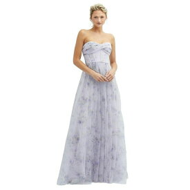 ドレッシーコレクション レディース ワンピース トップス Floral Strapless Twist Cup Corset Tulle Dress with Long Full Skirt Lilac haze garden