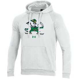 アンダーアーマー メンズ パーカー・スウェットシャツ アウター Notre Dame Fighting Irish Under Armour Mascot School Logo All Day Raglan Pullover Hoodie White