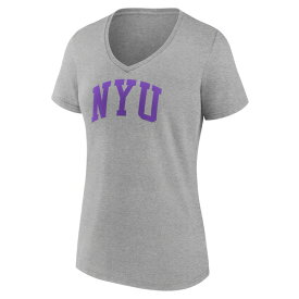 ファナティクス レディース Tシャツ トップス NYU Violets Fanatics Branded Women's Basic Arch VNeck TShirt Gray