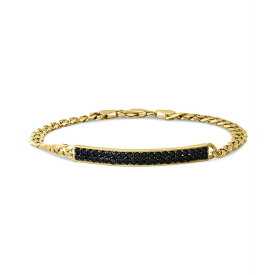 エフィー コレクション レディース ブレスレット・バングル・アンクレット アクセサリー EFFY&reg; Men's Black Spinel Cluster Plate Link Bracelet (2-3/8 ct. t.w.) in 14k Gold-Plated Sterling Silver Gold Over Silver