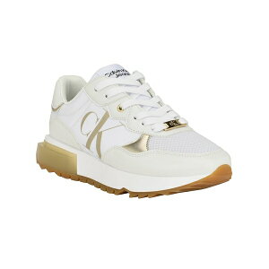 JoNC fB[X Xj[J[ V[Y Calvin Klein Women's Magalee Casual Logo Lace-Up Sneakers White - Faux Leather and Textile