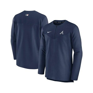�i�C�L �����Y �W���P�b�g���u���]�� �A�E�^�[ Men's Navy Atlanta Braves Authentic Collection Game Time Performance Half-Zip Top Navy