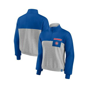 �t�@�i�e�B�N�X ���f�B�[�X �J�b�g�\�[ �g�b�v�X Women's Royal, Heather Gray Chicago Cubs Iconic Cinch Waist Quarter-Zip Top Royal, Heather Gray