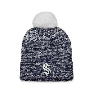 t@ieBNX fB[X Xq ANZT[ Women's Deep Sea Blue Seattle Kraken Glimmer Cuffed Knit Hat with Pom Deep Sea Blue